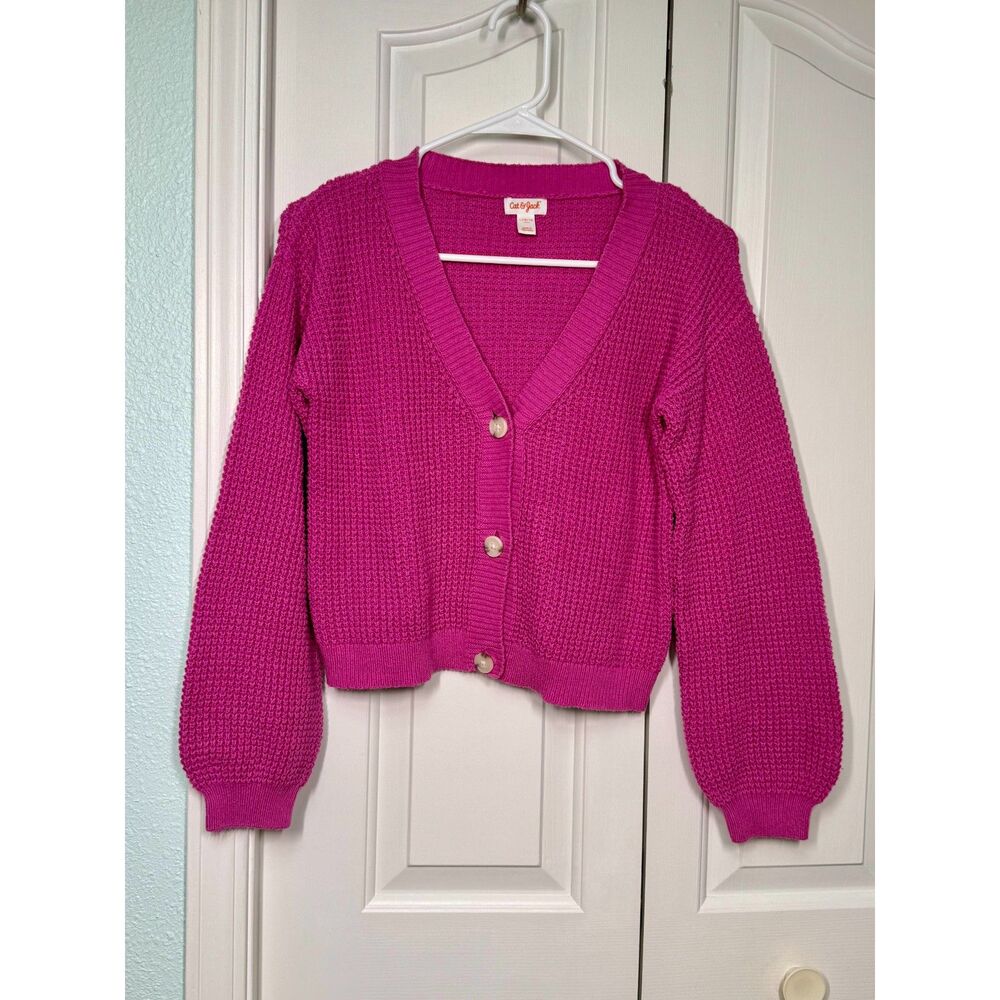 Cat & Jack Pink Button-Front Girl's Cardigan Size L (10/12)